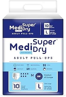 Adult Diaper Pants | Large (L) |Waist 101-152 cm (40-60 inches) |High Absorbency -10 Hrs |Rash-Free |Leakproof |Breathable |Odourless |Elastic Waist |For Men & Women | 10 Units, Pack of 1