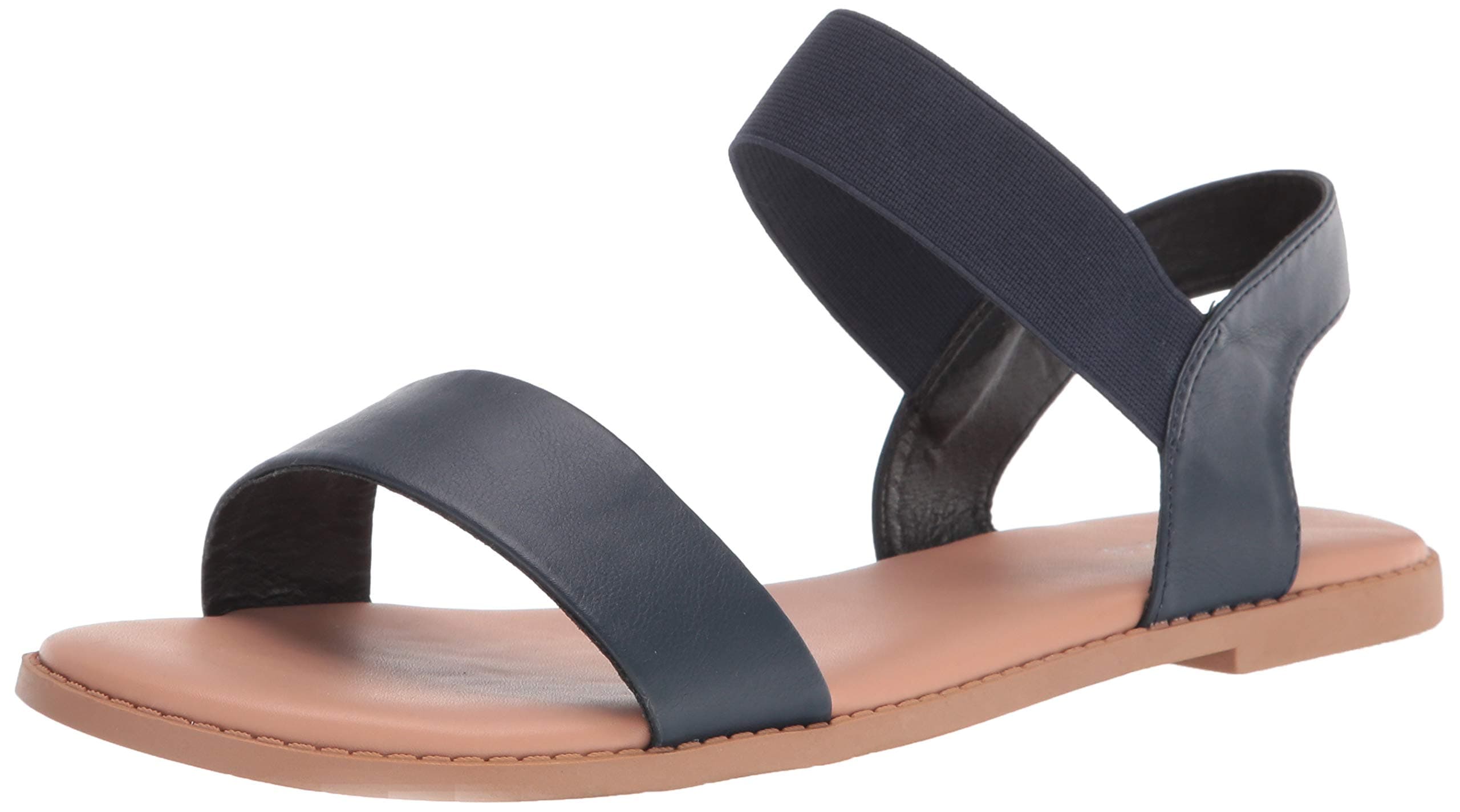 Women's Wide Width Flat Sandals - Classic One Band Elastic Strap Comfortable Summer Shoes.(181118,Blue,7)
