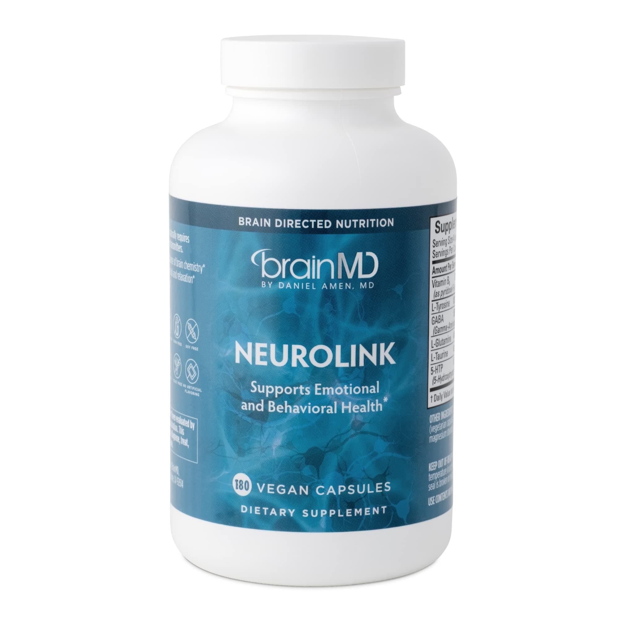 BRAINMD Dr Amen NeuroLink - 180 Capsules - Promotes Optimal Brain Function, Focus & Concentration - Gluten Free - 45 Servings