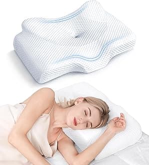 Cervical Pillow for Neck Pain Relief, Hollow Design Odorless Memory Foam Pillows with Cooling Case, Adjustable Orthopedic Bed Pillow for Sleeping, Support for Side Back Sleepers