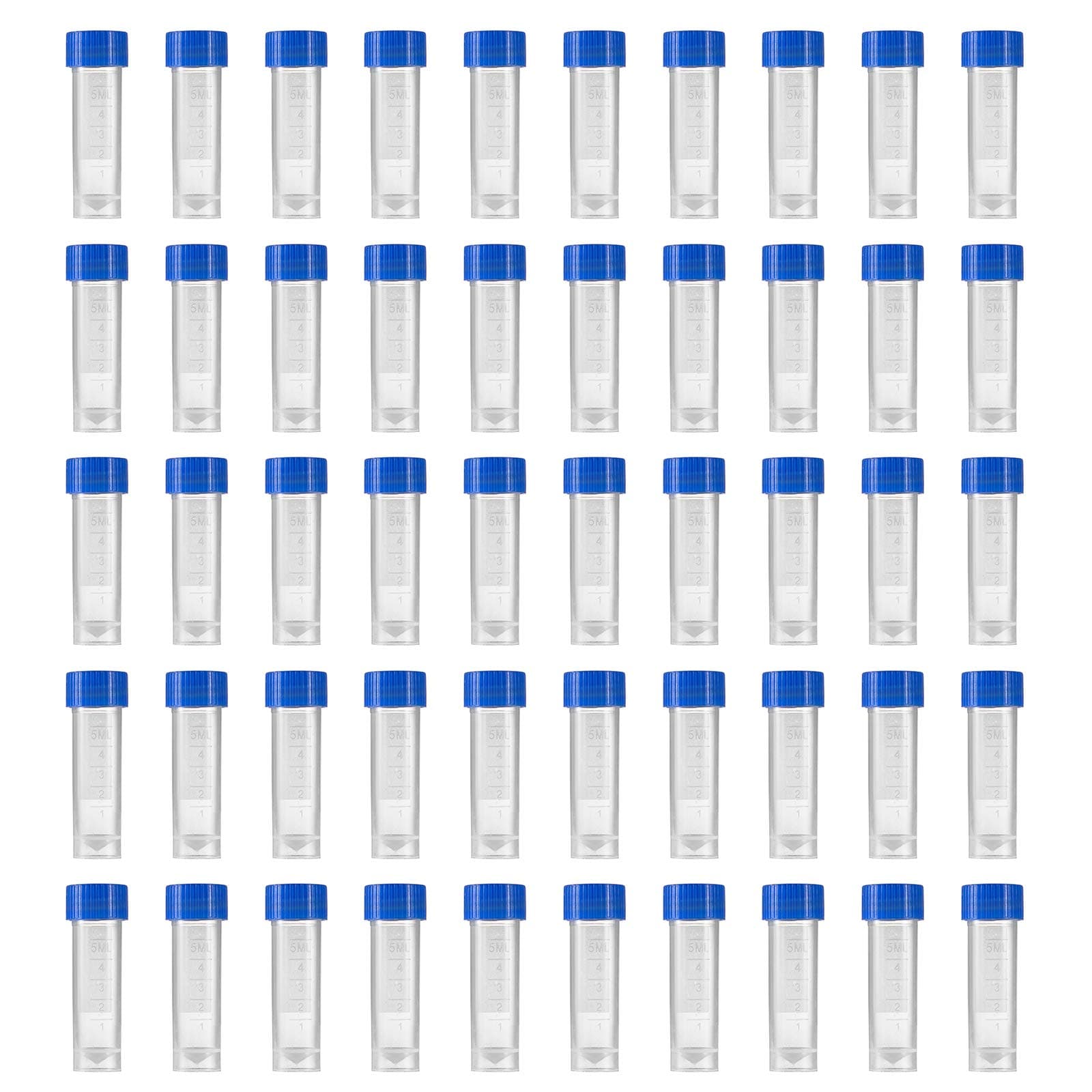 Eowpower 50 Pieces 5 ml Plastic Graduated Vial Sample Bottle Storage Container Tubes with Screw Caps