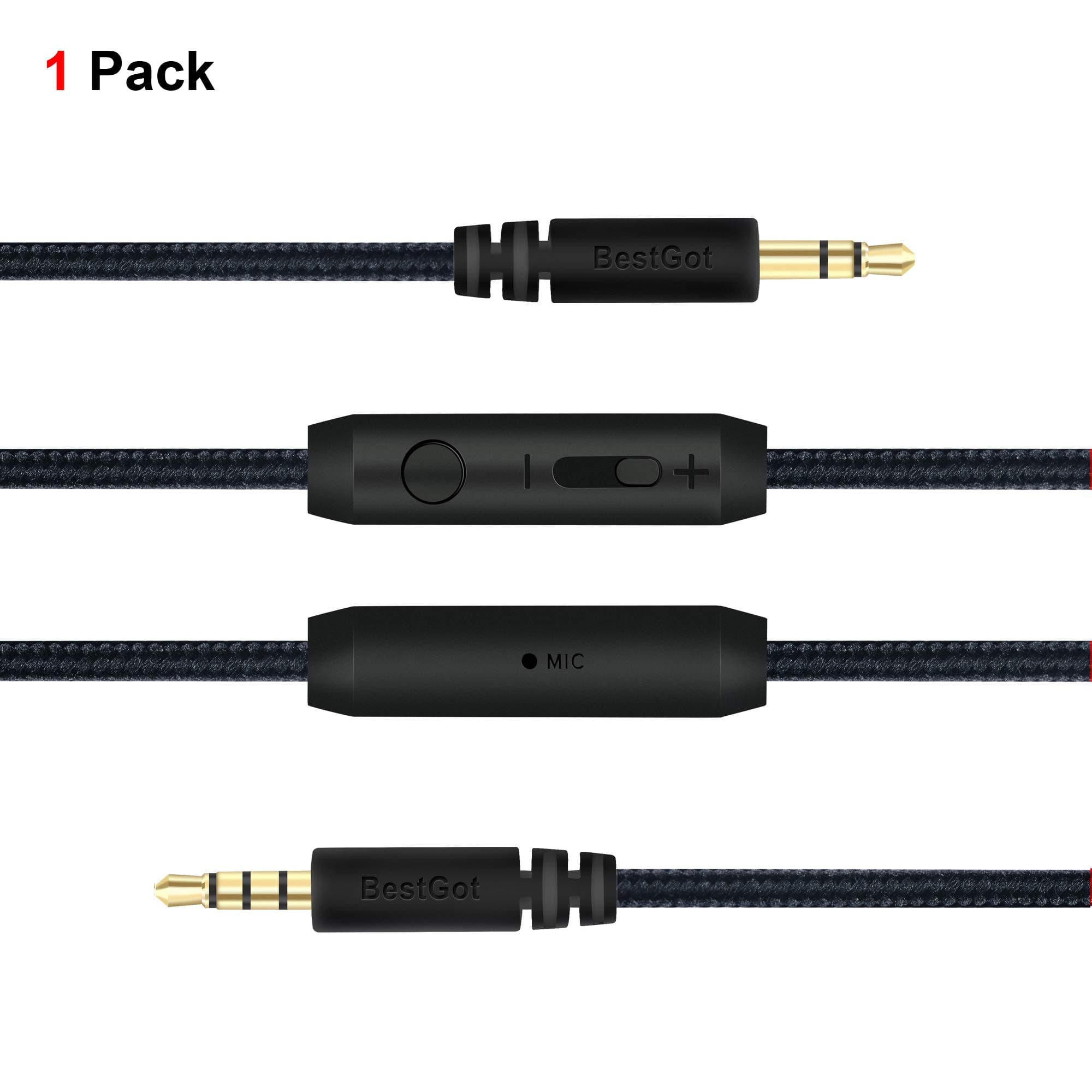 Audio Cable Aux Cord 3.5mm Headphone Cable with Microphone in-line Volume (4.3ft / 1.3m) for PS4 Controller, Headphones,Home/Car Stereos and More (1 Pack Black) Upgrade