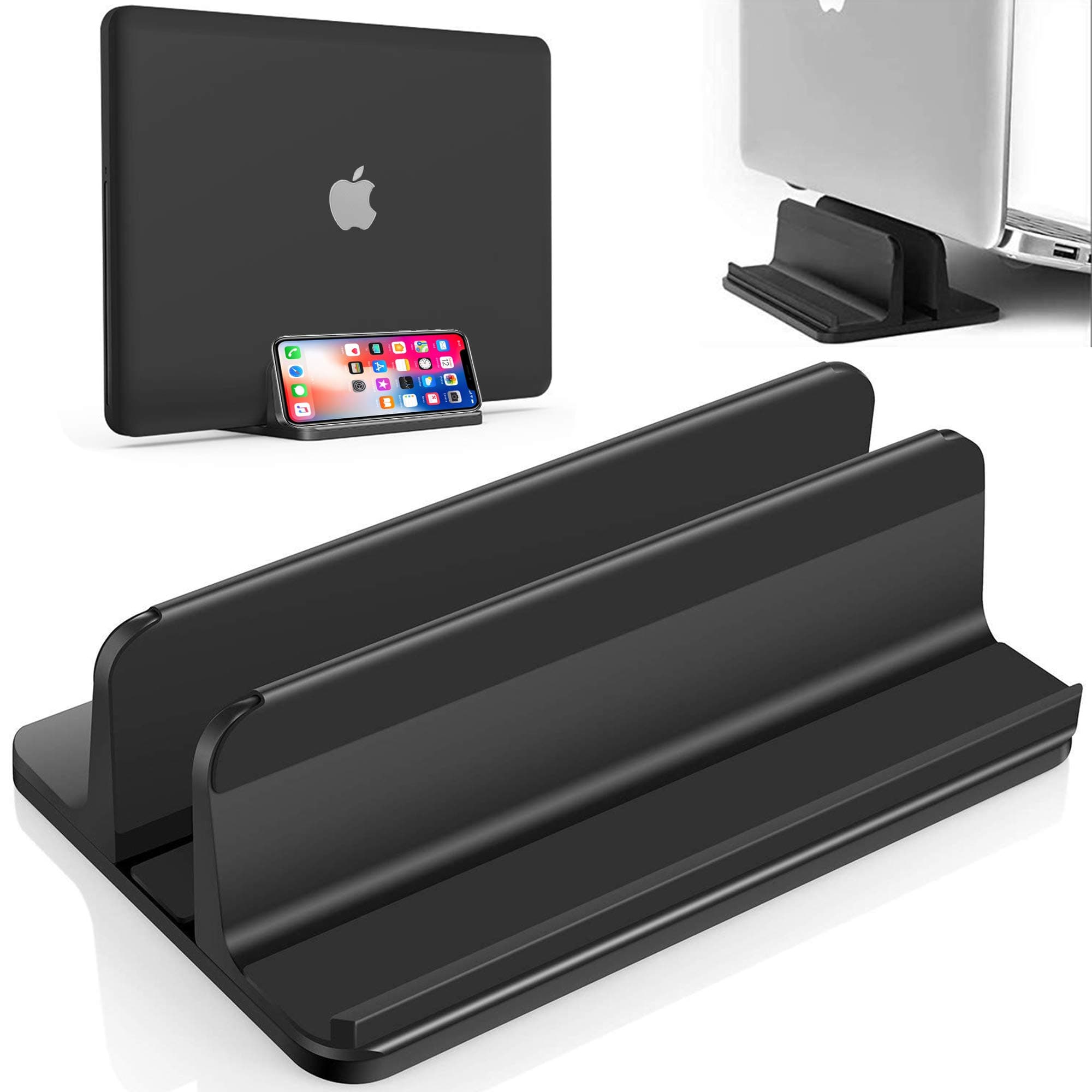 snaideal 3-in-1 Vertical Laptop Stand, Adjustable, Space Saving, Portable Desktop Holder Stand for all Macbook Laptops Notebooks (Black)