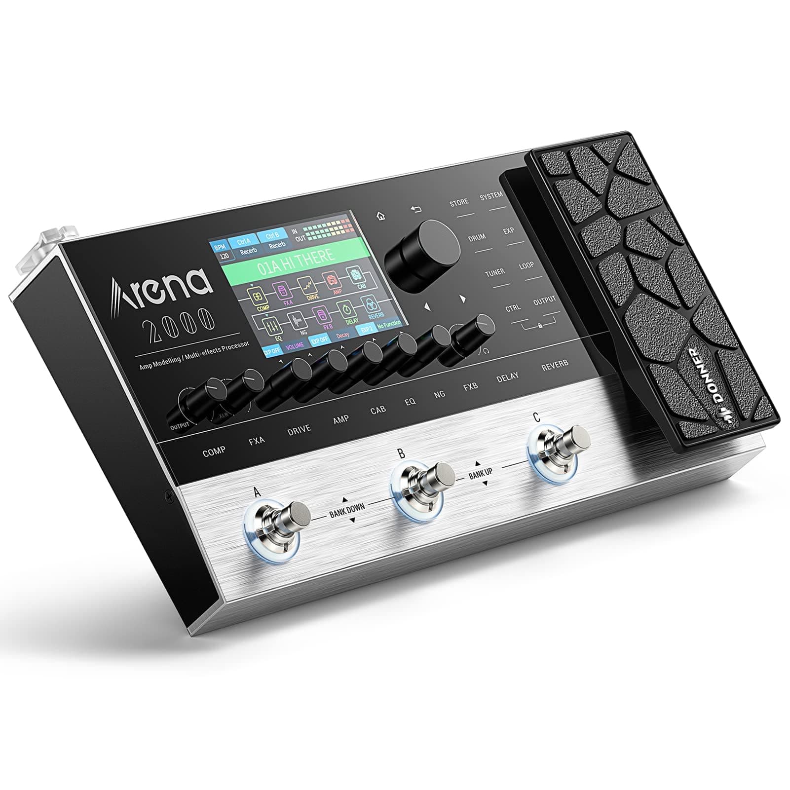 Arena 2000 Guitar Multi-Effects Pedal with 278 Effects, 100 IRs, Looper, Drum Machine, Amp Modeling, XLR and MIDI Support