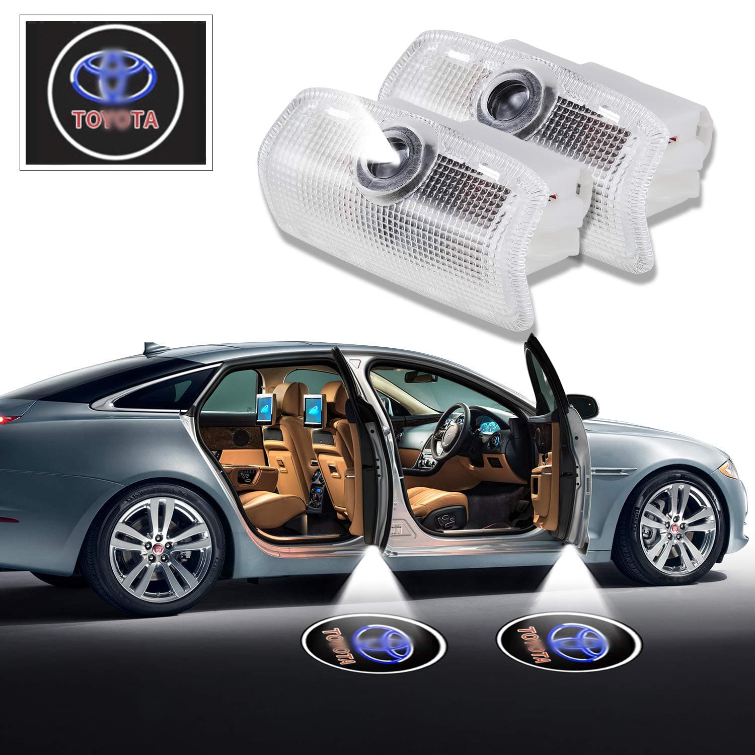 LED Door Light Logo Projector Shadow Welcome Lamp Car Easy Installation for Toyota Cruiser/Prodo/Sequoia/MarkX/Camry/Highlander/Corolla/Prius/Previa/TUNDRA/Alphard/GT86/VENZA/Sienna