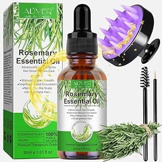 Rosemary Essential Oil with Hair Scalp Massager (30ml), 100% Pure Natural & Organic Rosemary Oil for Hair Growth Repair Dry Damaged Hair, Hair Loss Scalp Treatment Rosemarys Oils Women Men