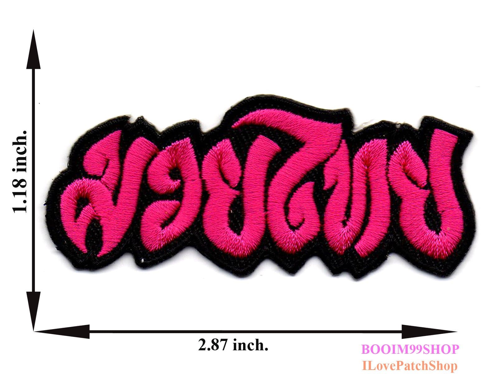 "Muay Thai Thai Boxing Logo Black - Pink Patch" Iron on Patch 1.18"x2.87" Appliques Hat Cap Polo Backpack Clothing Jacket Shirt DIY Embroidered Iron on / Sew on Patch