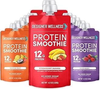 Protein Smoothie, Real Fruit, 12g Protein, Low Carb, Zero Added Sugar, Gluten-Free, Non-GMO, No Artificial Colors or Flavors, Variety Pack, 12 Count