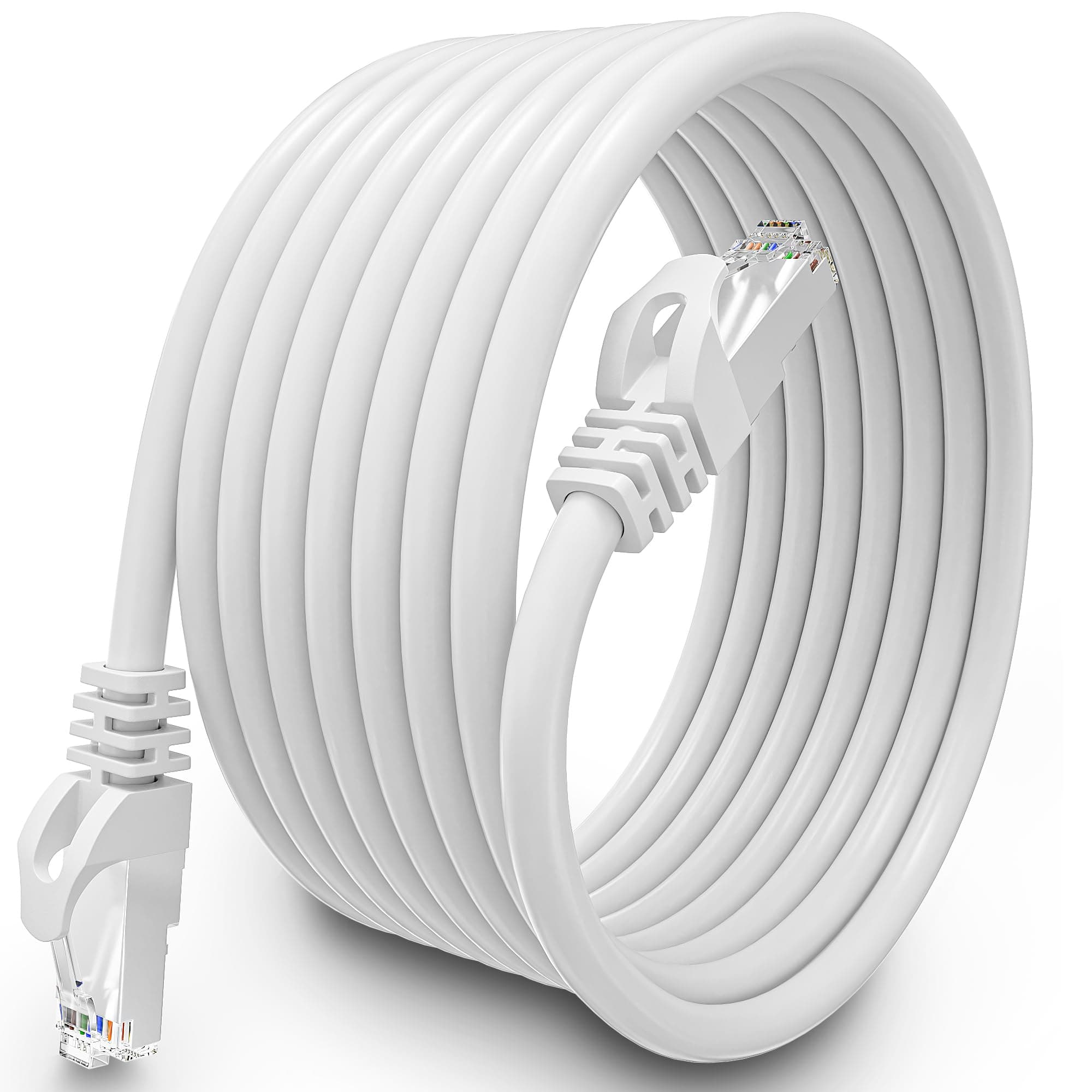 Ethernet Cable 10m, Cat 6 Lan Cable 10 Meters FTP Shielded Internet Cable High Speed 1000Mbps 250MHz Rj45 Wlan Cable 23AWG CCA Wifi Cable White 30ft for Router Modem