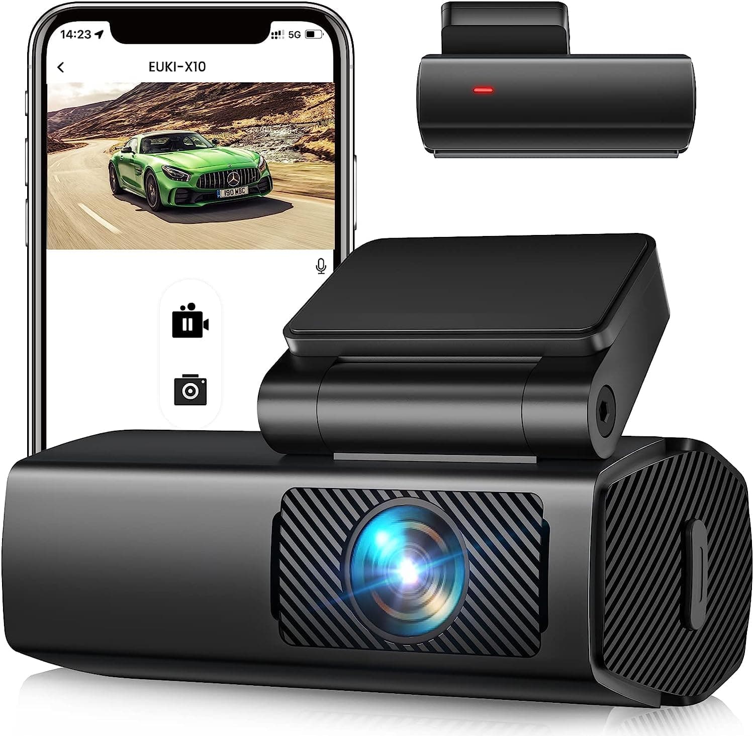 EUKI Dash Cam Front, 1080P Mini WiFi Dash Camera for Cars, Car Camera Dash with Parking Monitor, Super Night Vision, 170° Wide Angle, App Control, G-Sensor, Easy Installation