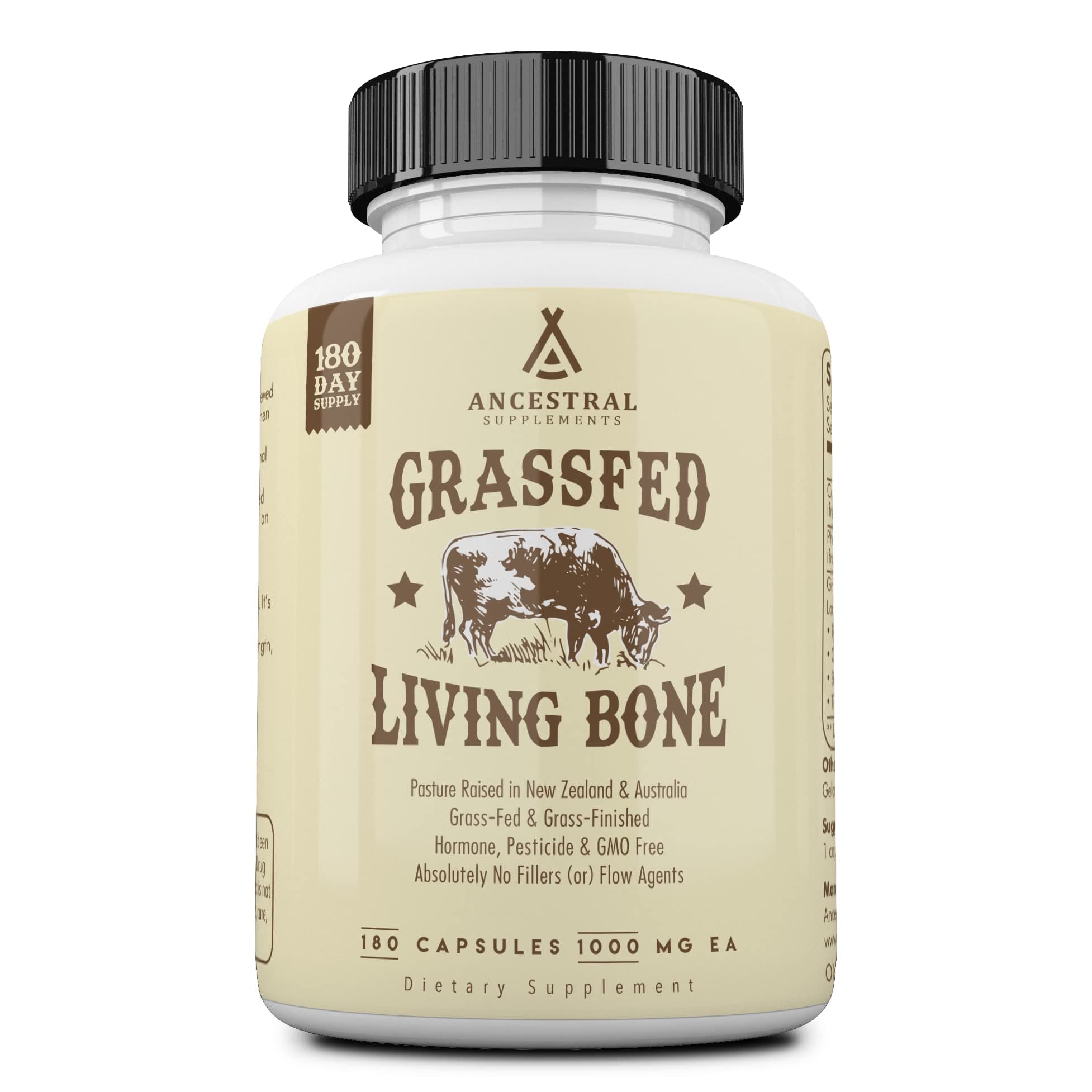 - Grass Fed Beef Living Bone Supplement, Bone Meal Capsules Support Bone Health, Oral and Joint Health and Flexibility, Non-GMO, 180 Capsules
