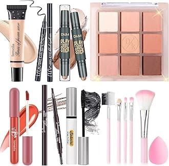 Makeup Set Kit for Women Girls Teens, Makeup Present Set, Includes 9 Color Eyeshadow, Counter Stick, Foundation, Eyebrow Pencil, Eyeliner, Mascara, Lip Gloss, 5Pcs Brushes, Sponge