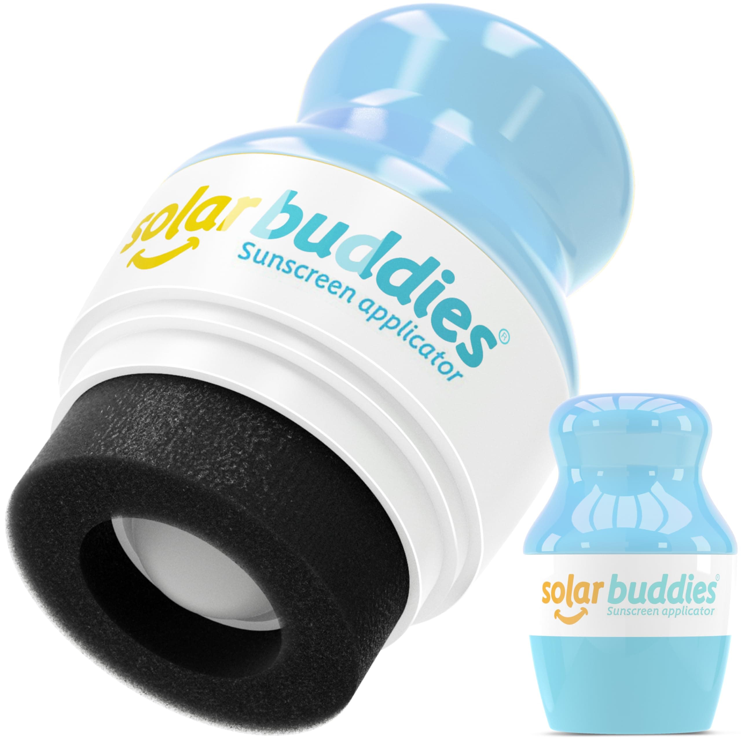Solar Buddies Single Refillable Roll On Sponge Applicator For Kids, Adults, Families, Travel Size Holds 100ml Travel Friendly for Sunscreen, Suncream and Lotions (Full Blue)