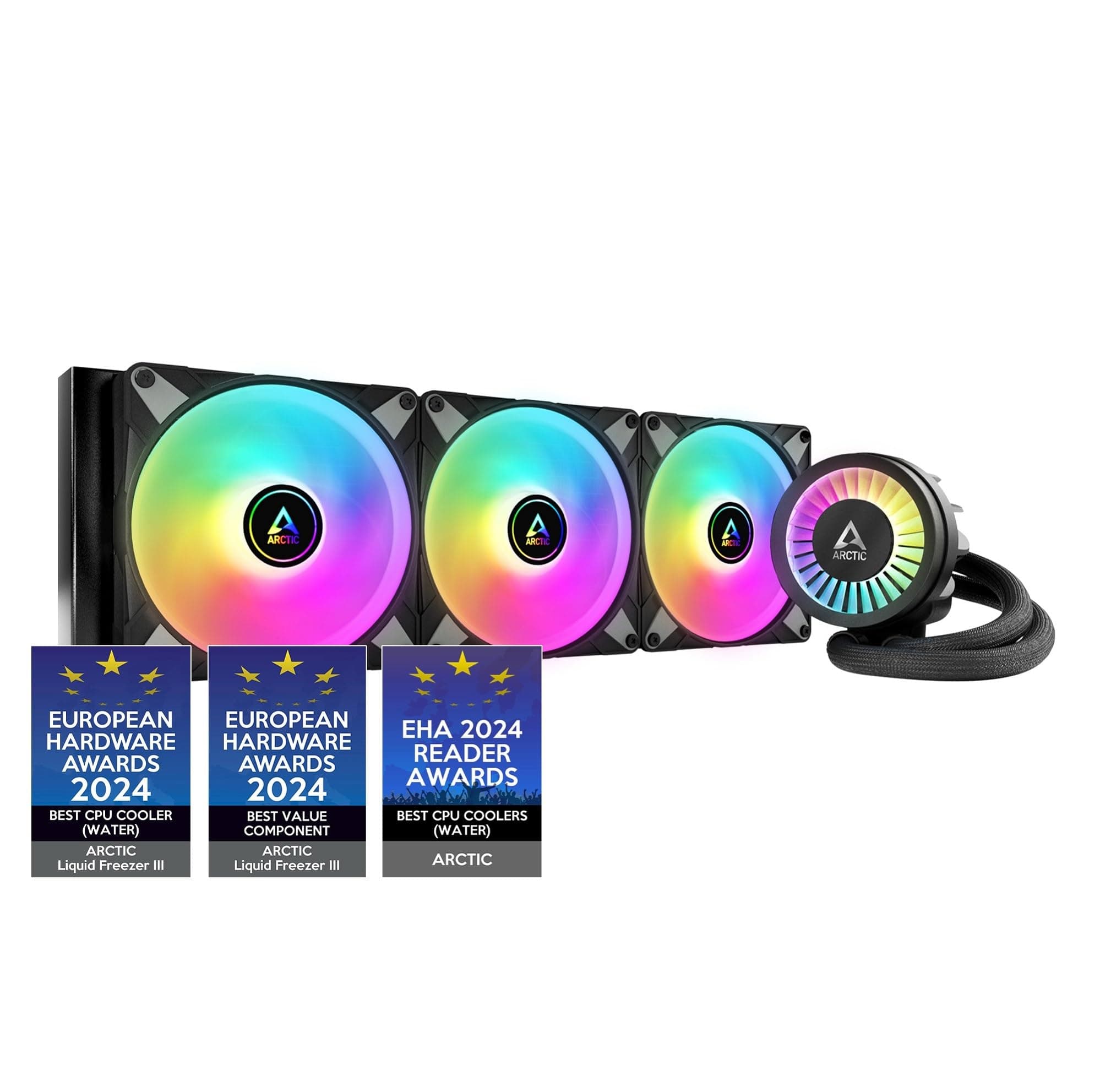 Liquid Freezer III 420 A-RGB - CPU AIO Water Cooler, Water Cooling PC, Intel & AMD, Efficient PWM-Controlled Pump, Fan: 200–1900 RPM, LGA1851 and LGA1700 Contact Frame - Black