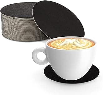 MT Products Beautiful 4" Black Round Disposable Drink Coasters - (50 Pieces) Absorbent Coasters for Beverages Protection Against Leaks and Spills - Made in The USA