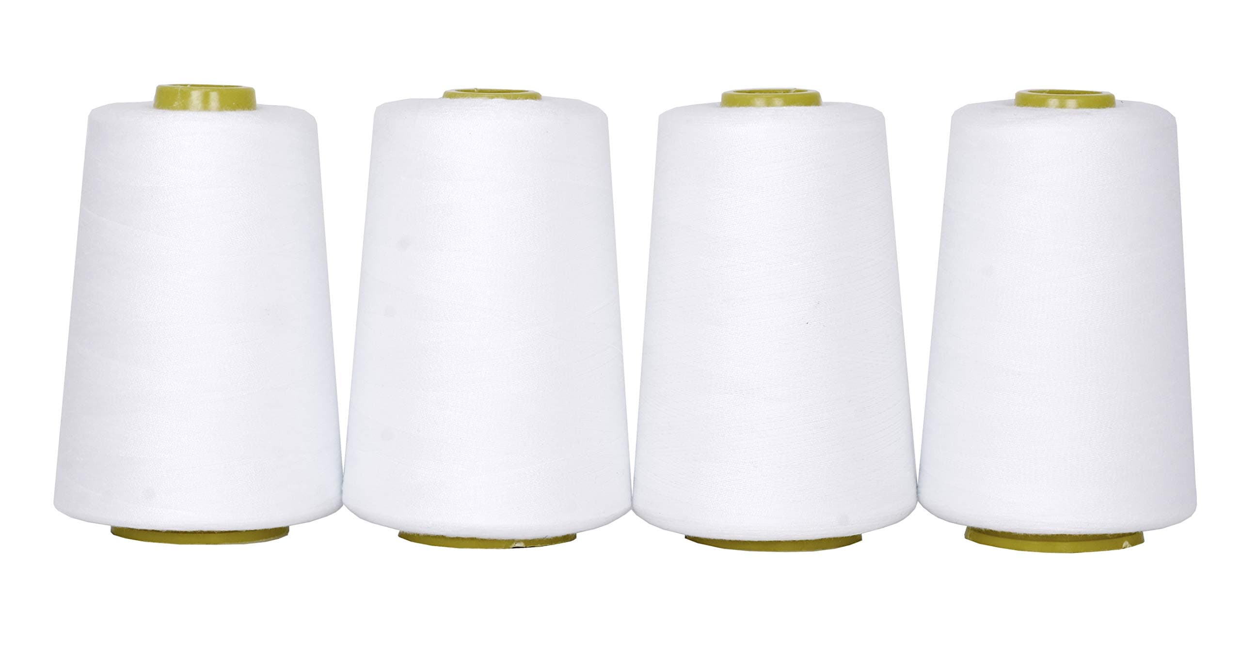 4 Pack of Serger Threads Cones Spools - 40S/2 24000 Yards Polyester White Threads for Sergers Machine and Overlock Quilting Sewing Machine