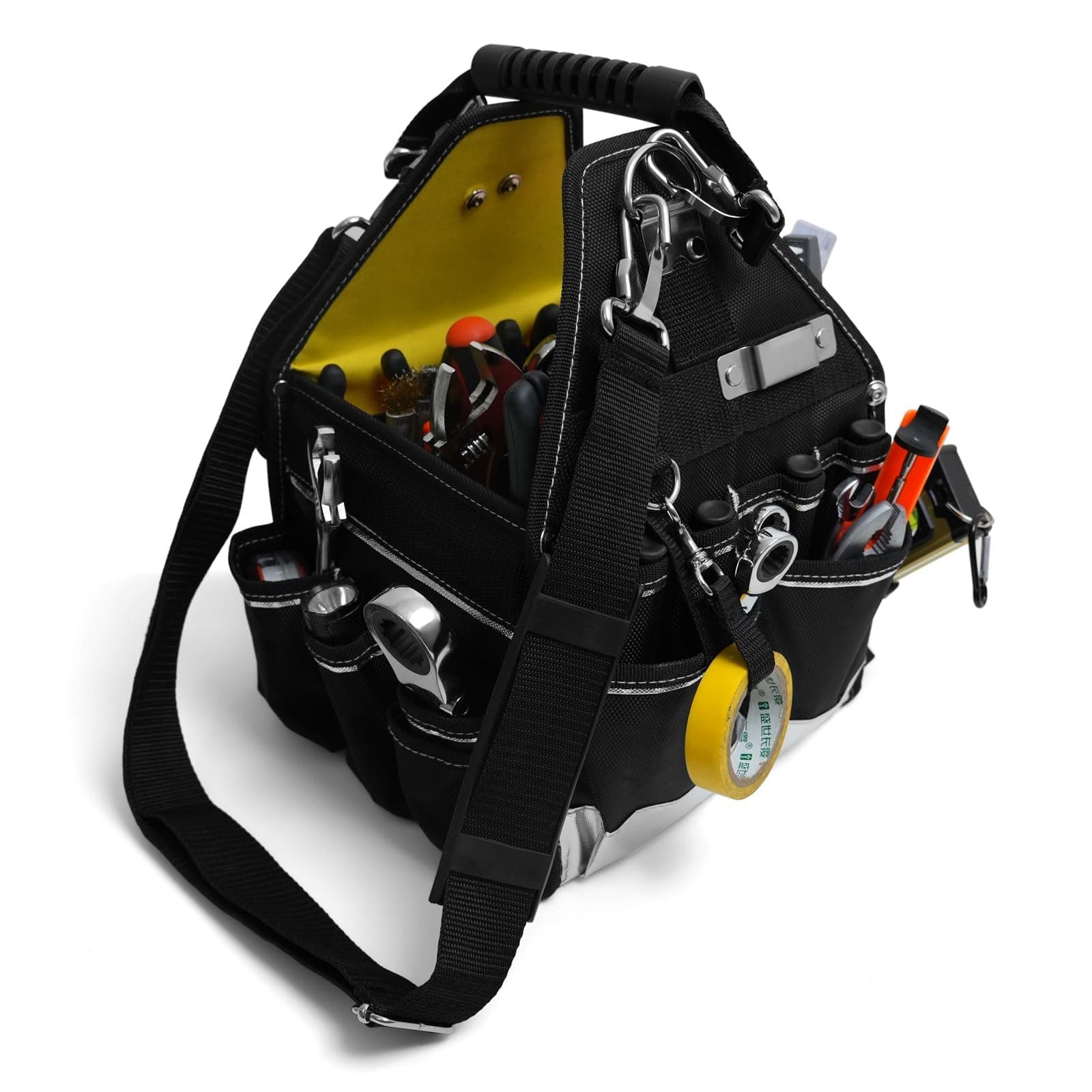 MARUTAI 10'' Small Tool Tote Bag, 43 Pockets Open Tool Bag, Tool Tote with Adjustable Straps and Waterproof, Tool Organizer Fits in All Cars/Trucks/Vans/Motorcycle