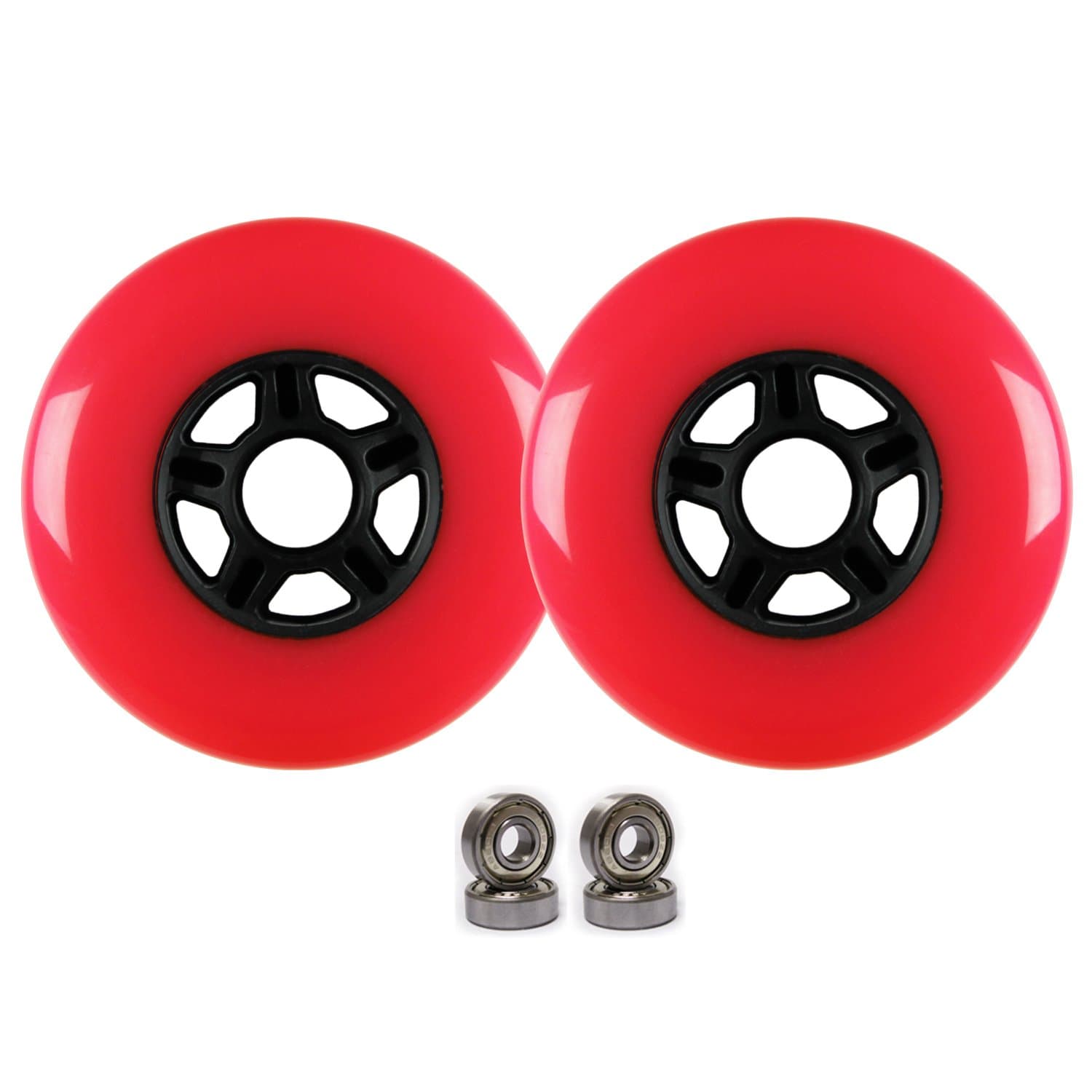 Kick Push Plastic Hub Scooter Wheels (2 Pack), Neon Pink, 100mm