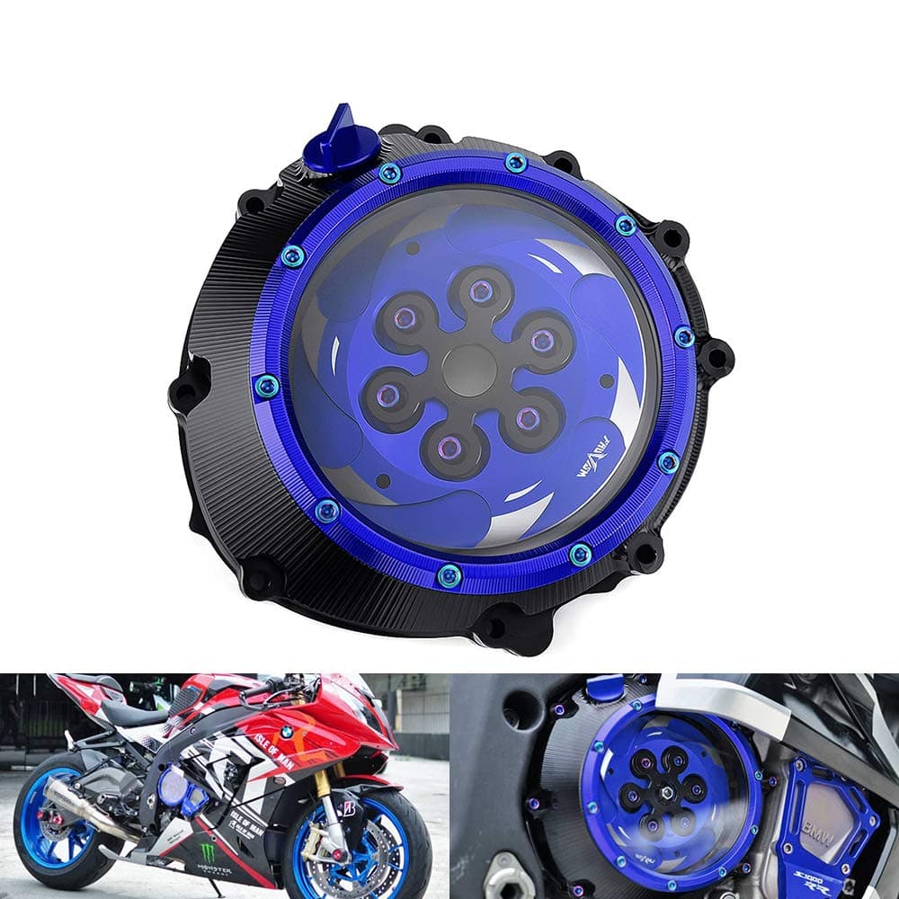 Clear Clutch Cover Spring Retainer Ring Pressure Engine Protector forBMW S1000RR 2009-2017 HP4 2012-2018 S1000R 2014-2019 S1000XR 2015-2019 (Blue)