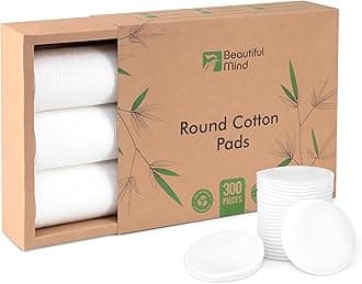 Cotton Round Pads for Face 300 Pack - 3 Layer Eye Makeup and Nail Polish Remover - Lint Free Cleansing Circle Pad for Facial Exfoliating, Toner - Travel Size Skin Care Rounds