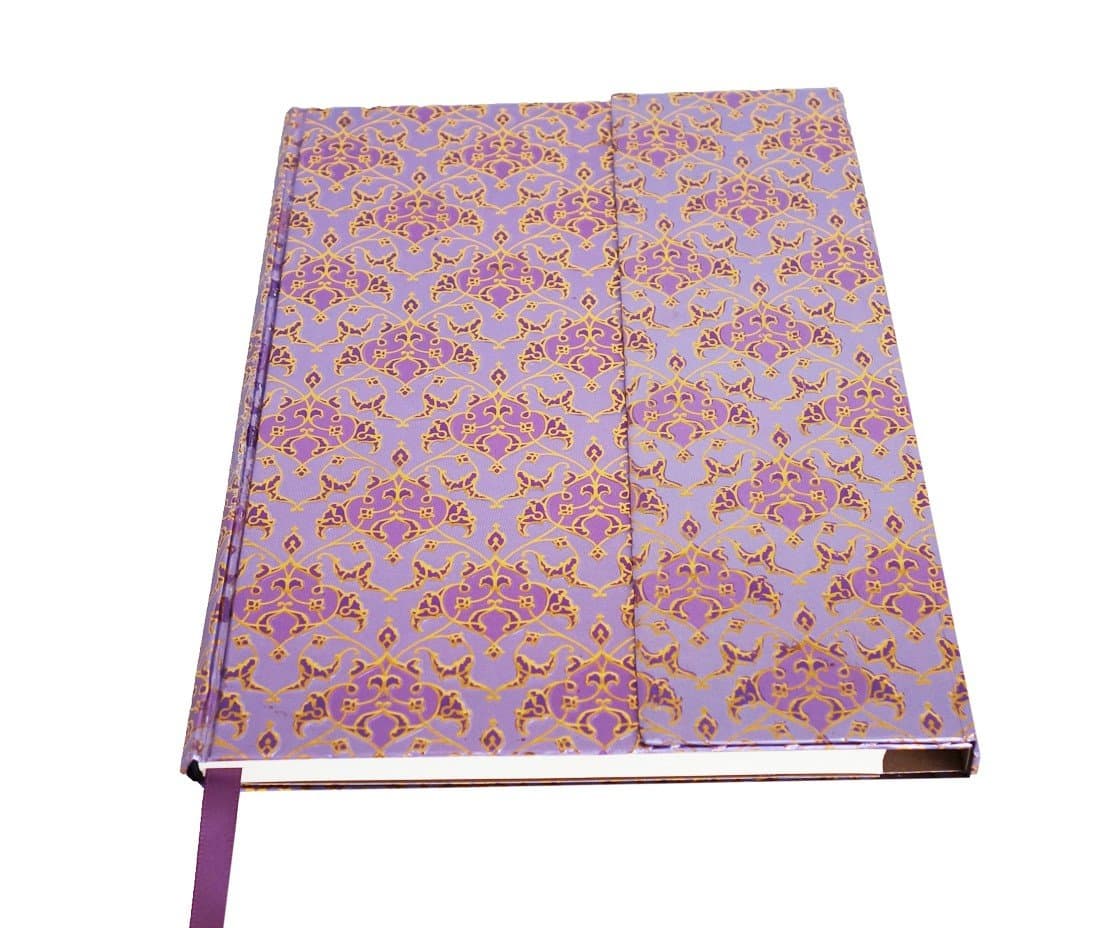 Retro Foil Notebook Journal Diary with Magnetic Closure Pen Loop and Expandable Pocket 192 Blank Pages Acid Free Sheets 6 X 8 Inches (Purple) Office Product