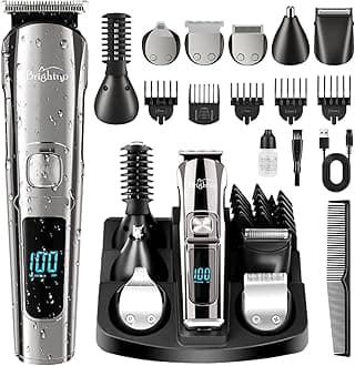 Brightup Beard Trimmer for Men - Electric Razor & Shaver, Cordless Hair Clippers Trimmers Set, IPX7 Waterproof Mens Grooming Kit for Shaving Face, Mustache, Body, Ear, Nose Hair Trimmer, Gifts for Men