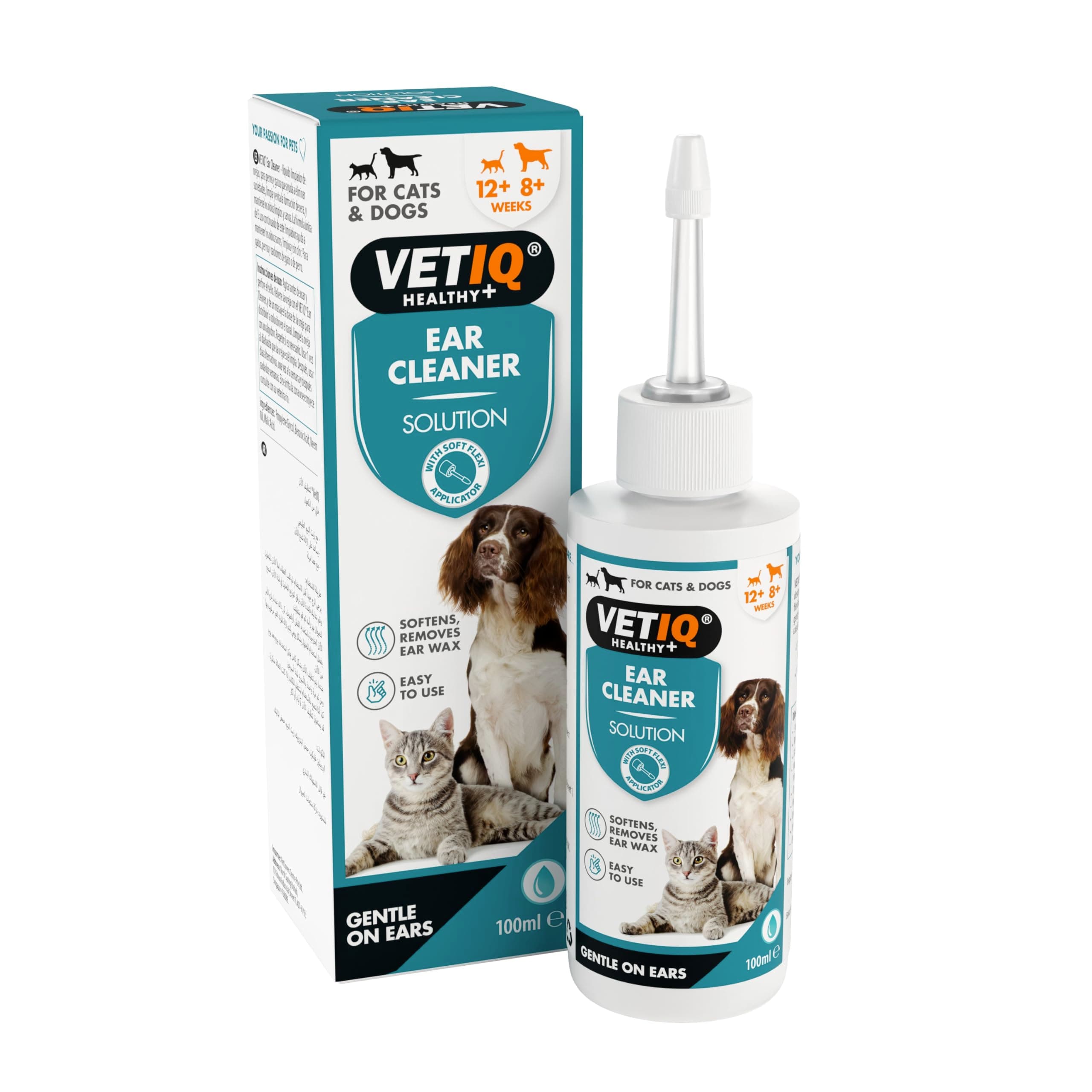 Ear Cleaner Solution with Soft Flexi Applicator for Cats & Dogs, Safe & Gentle Solution to Soften & Remove Ear Wax & Maintain Ear Hygiene, 100 ml (Pack of 1)