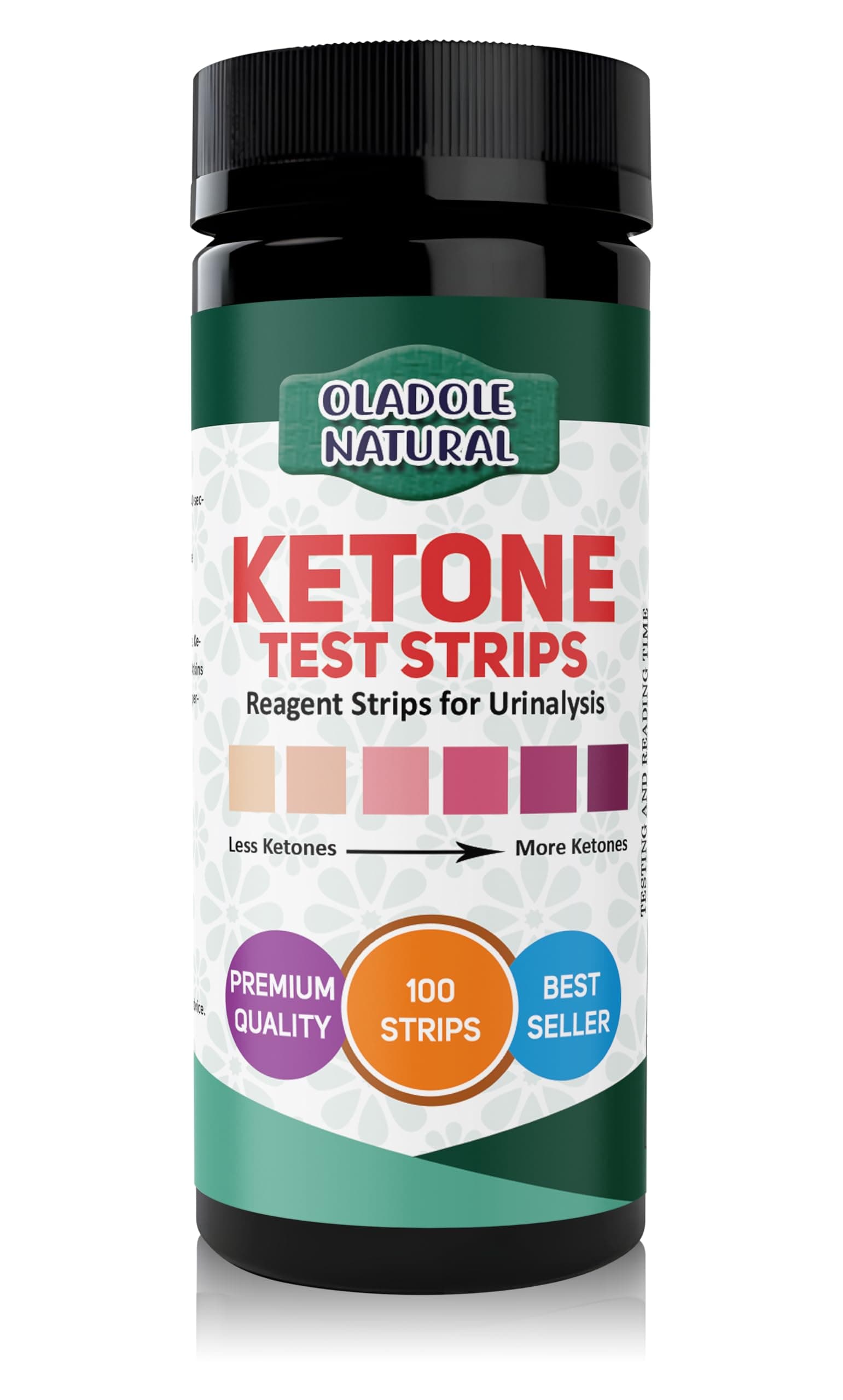 Oladole Natural Ketone Test Strips- 100 Strips | Premium Quality Reagent Strips For Urinalysis For Men & Women