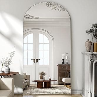 Arched Full-Length Mirror, 34"x76" Arch Floor Mirror with Stand, Wall-Mounted Mirror for Bathroom, Dressing Room - Hanging or Leaning - Full Body Mirrors for Bedroom, Silver