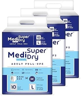 Adult Diaper Pants | Large (L) |Waist 101-152 cm (40-60 inches) |High Absorbency -10 Hrs |Rash-Free |Leakproof |Breathable |Odourless |Elastic Waist |For Men & Women | 30 Units, Pack of 3