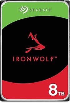 Seagate IronWolf, 8TB, Enterprise Internal NAS HDD – CMR 3.5 Inch, SATA 6GB/s, 7,200 RPM, 256 MB Cache for RAID NAS - Frustration Free Packaging (ST8000VNZ02)