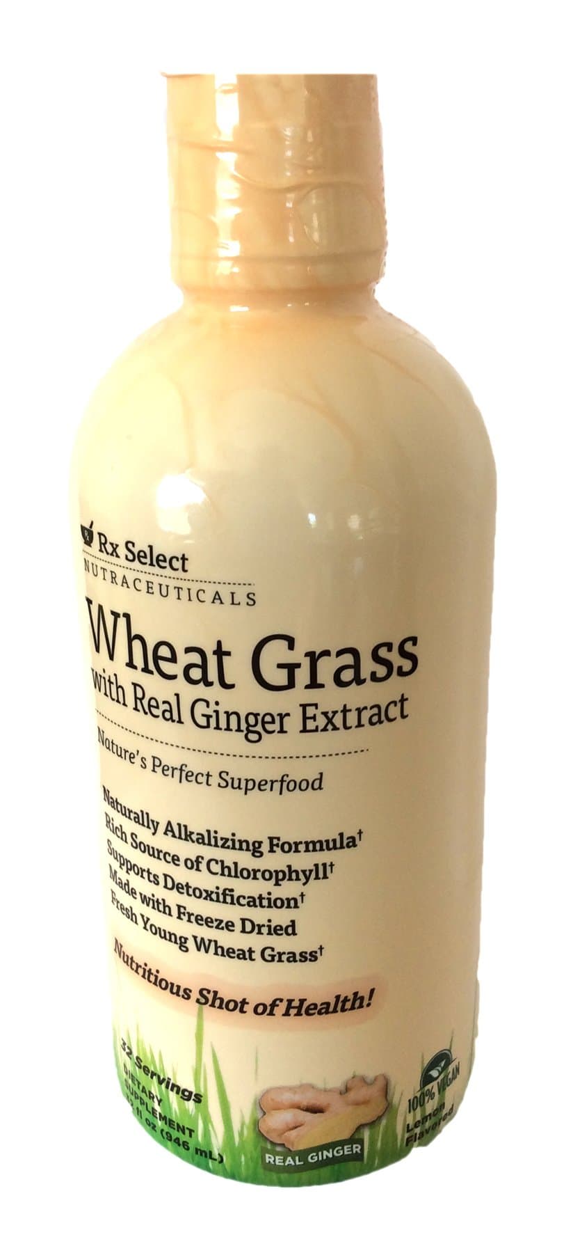 Rx Select Nutraceuticals Wheat Grass with Real Ginger Extract 32 Fl Oz