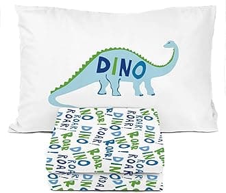 Sunny Side Up Dino Roar Toddler Sheet Set - 3 Piece Toddler Bedding Set Includes Pillow Cover - Super Soft Dinosaur Microfiber Sheets