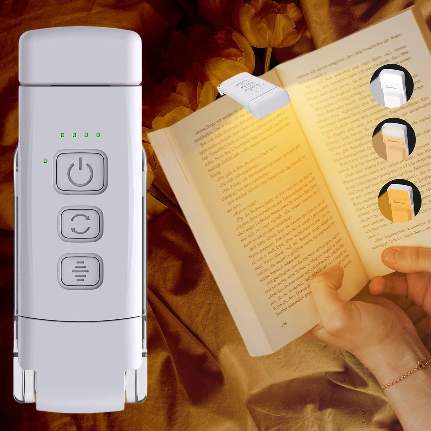 Reading Light, Book Lights for Reading in Bed, Rechargeable Reading Lamp with 2 Timing Modes, 3 Color Modes & 5 Brightness Dimmable, Great Gifts for Kids, Nighttime Readers, AND-55