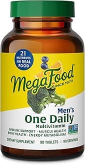 MegaFood One Daily Mens Multivitamins - Multivitamin for Men - Vitamin C, Vitamin D3 & Vitamin B12 - Muscle, Energy Metabolism & Immune Support - Vegetarian, Gluten Free - 90 Tablets, 90 Servings