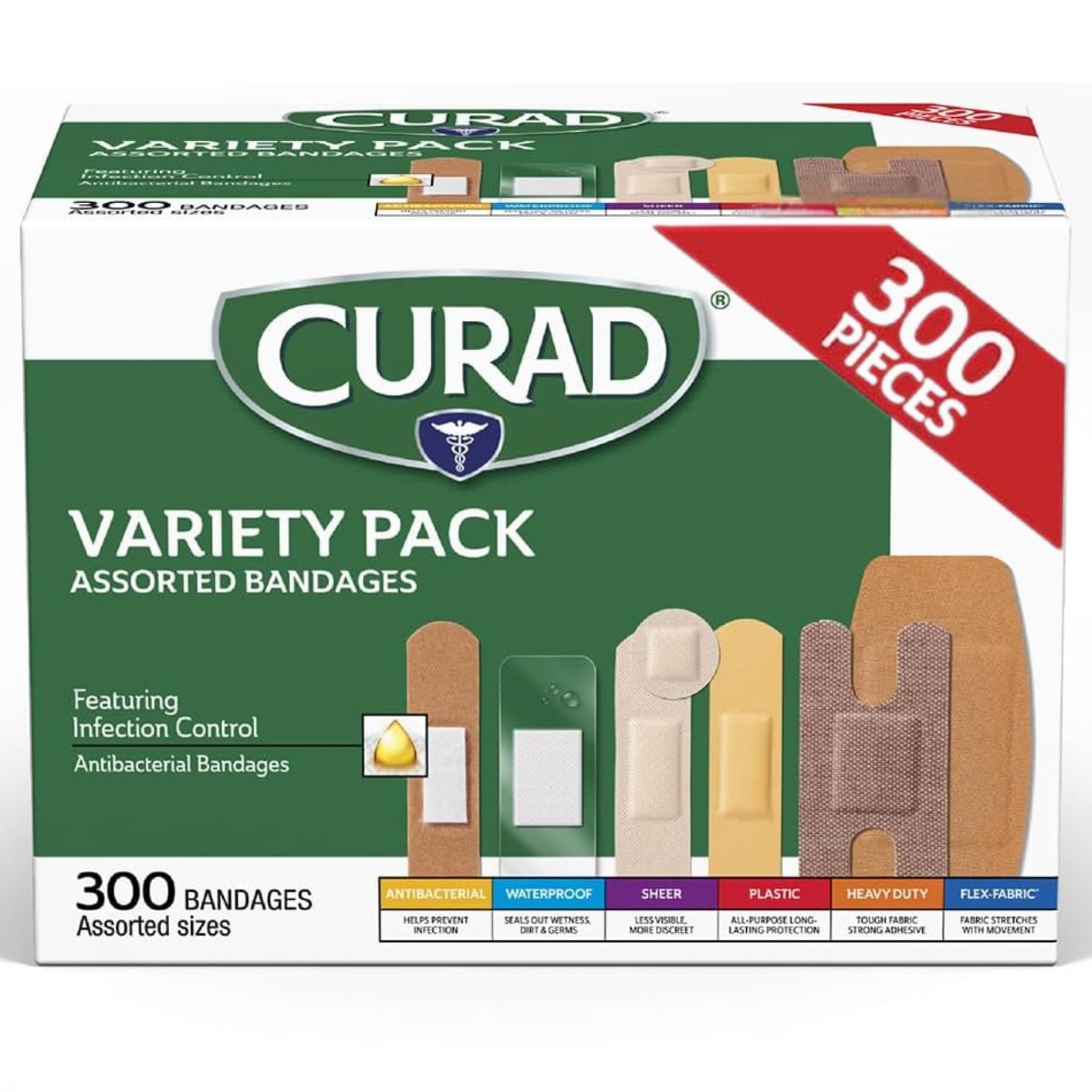 Assorted Bandages Variety Pack 300 Pieces