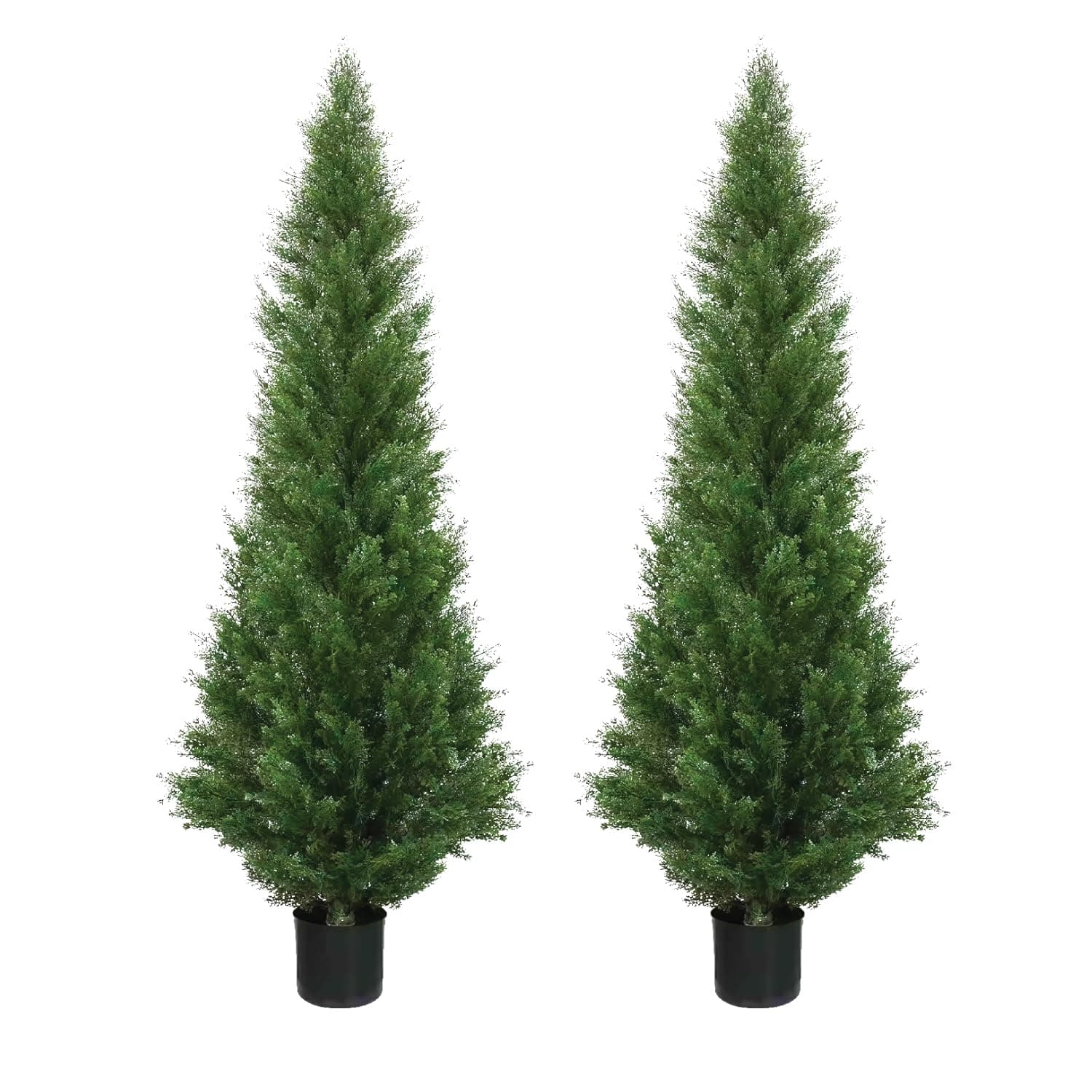 Silk Tree Warehouse Two 5 Foot Outdoor Artificial Cedar Topiary Potted Plants Two Peace Construction