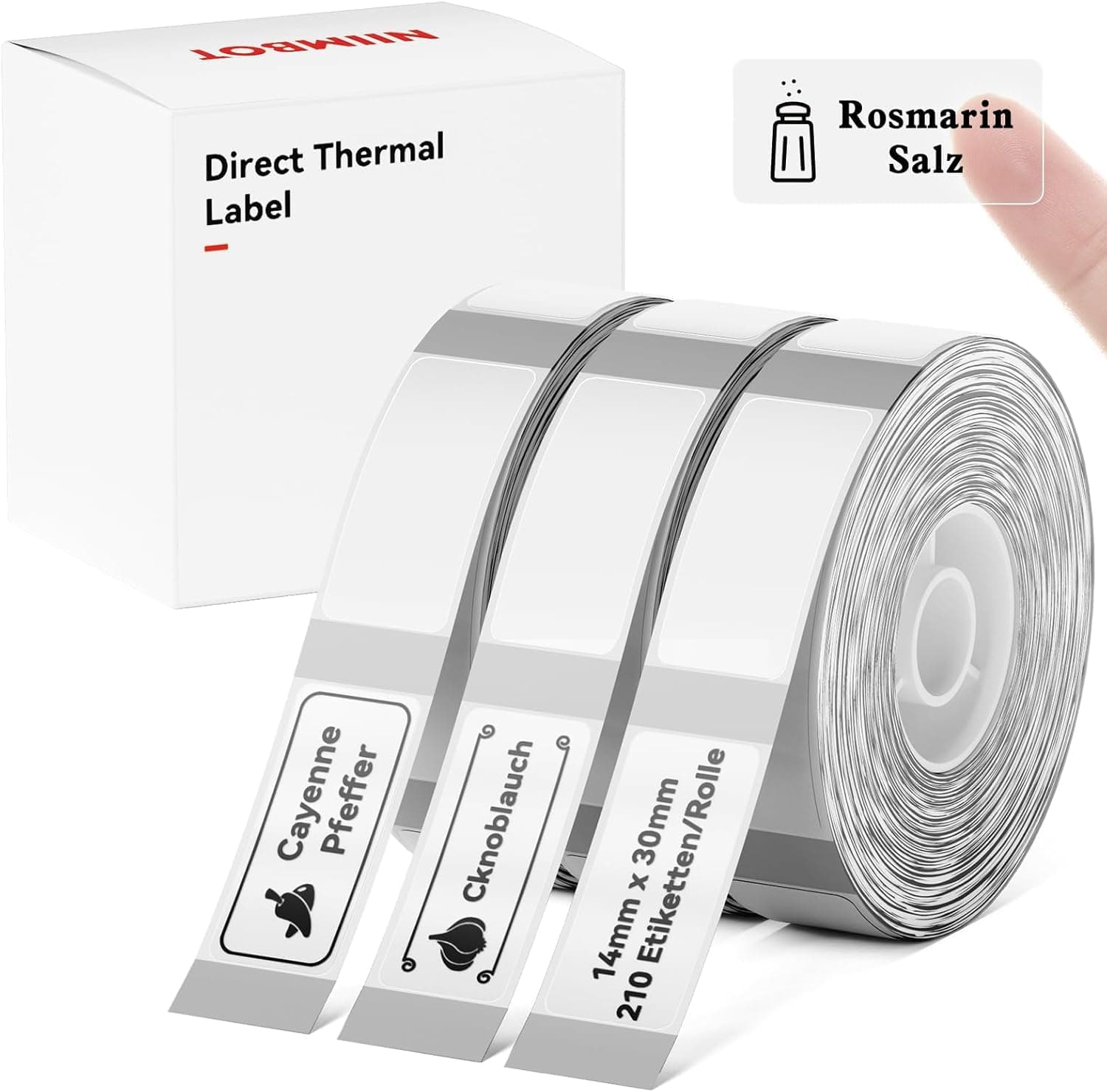 NIIMBOT D11 Label Maker Tape D110 Labels 3Rolls, Self-Adhesive Labeling Tape Replacement 0.55" X 1.18" (14 X 30mm) Clear Label Refills for Home Office, 630 Labels/3Rolls, Clear