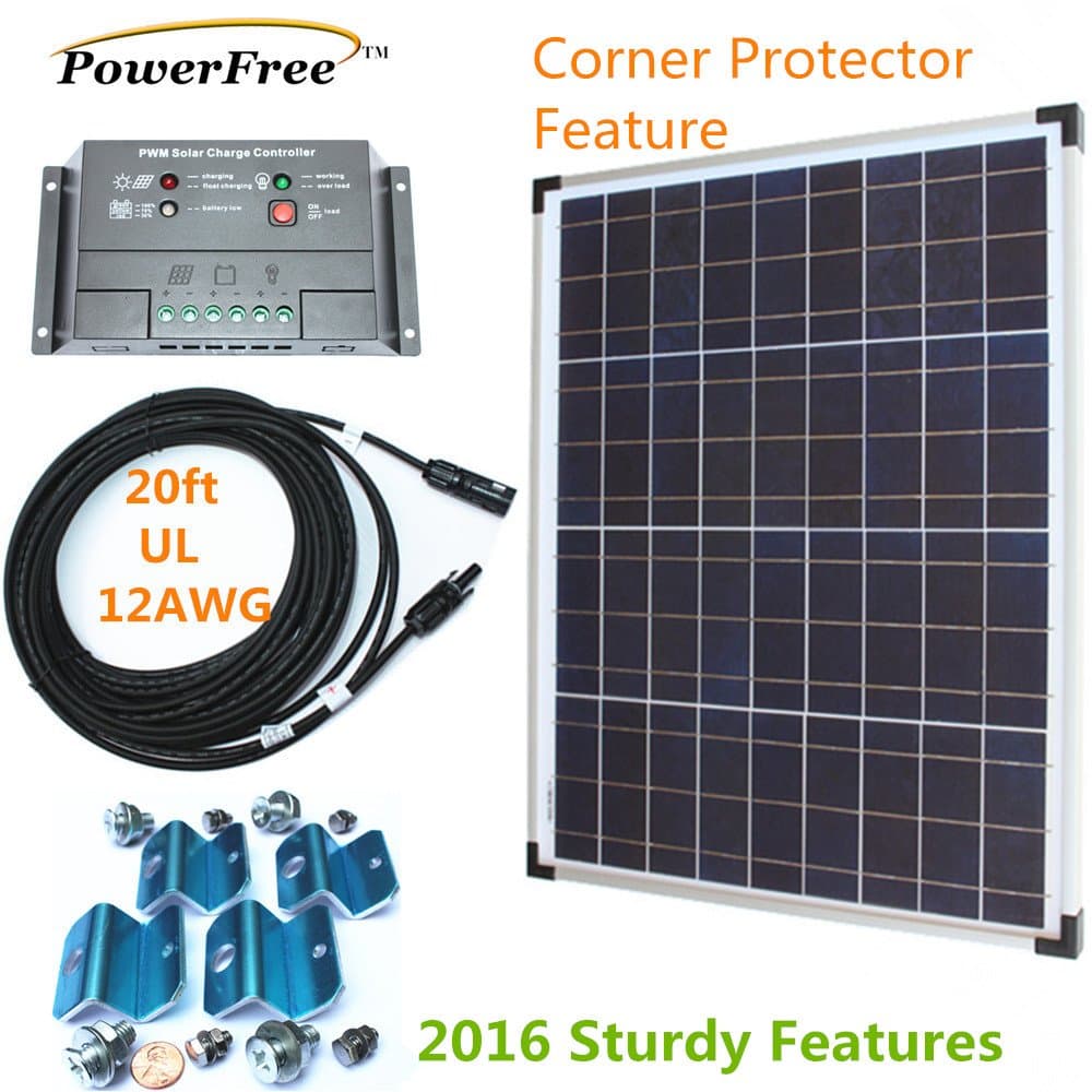 50w Plug-n-Power SuperBlack Solar Panel Charging Kit for 12v Off Grid Battery next day from U.S.