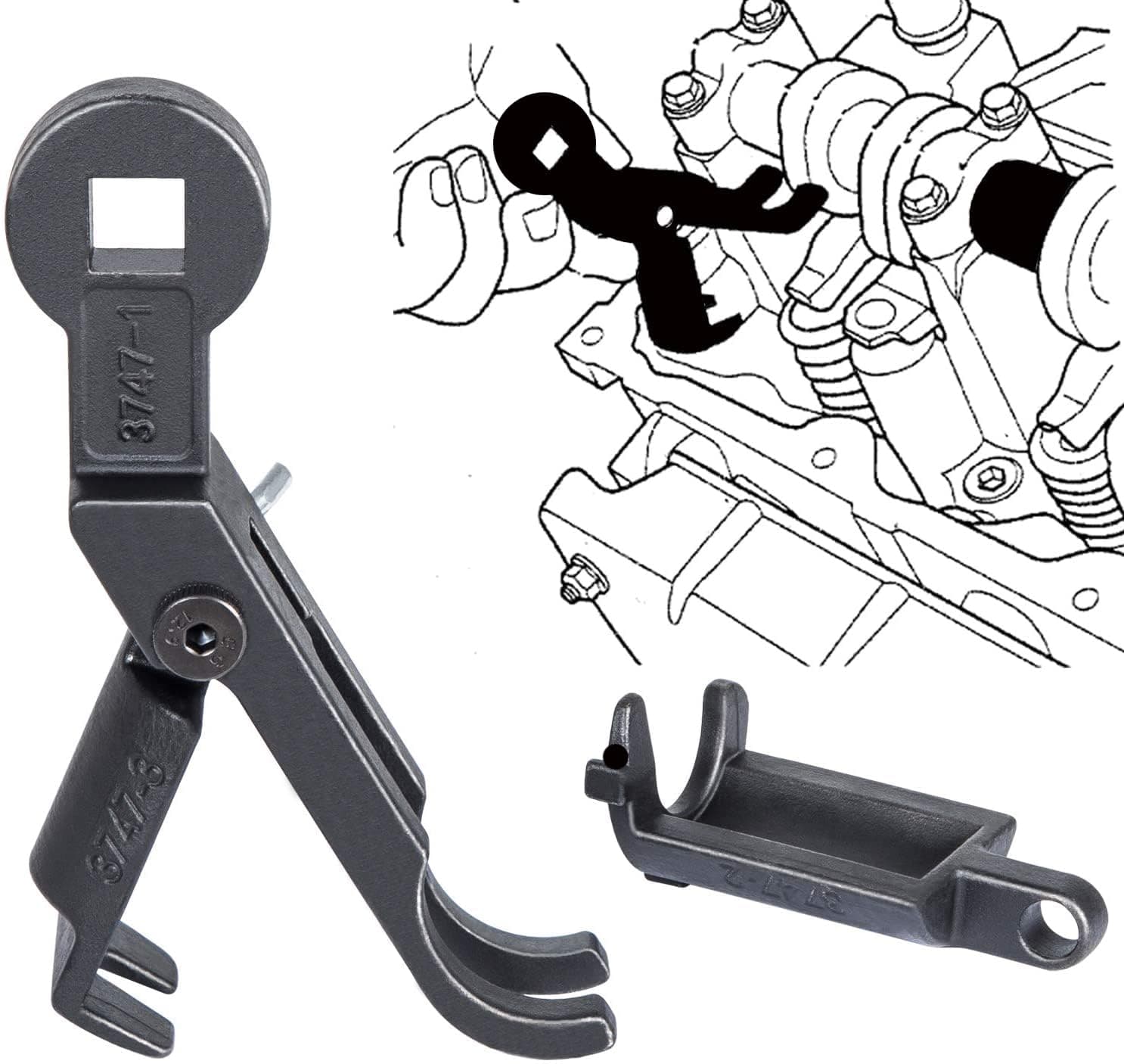 Rocker Arm Remover Installer & Valve Spring Compressor Tool for Chrysler, Dodge, Jeep 3.7L & 4.7L Engines 3747-123 10102 8426 8387 8516A