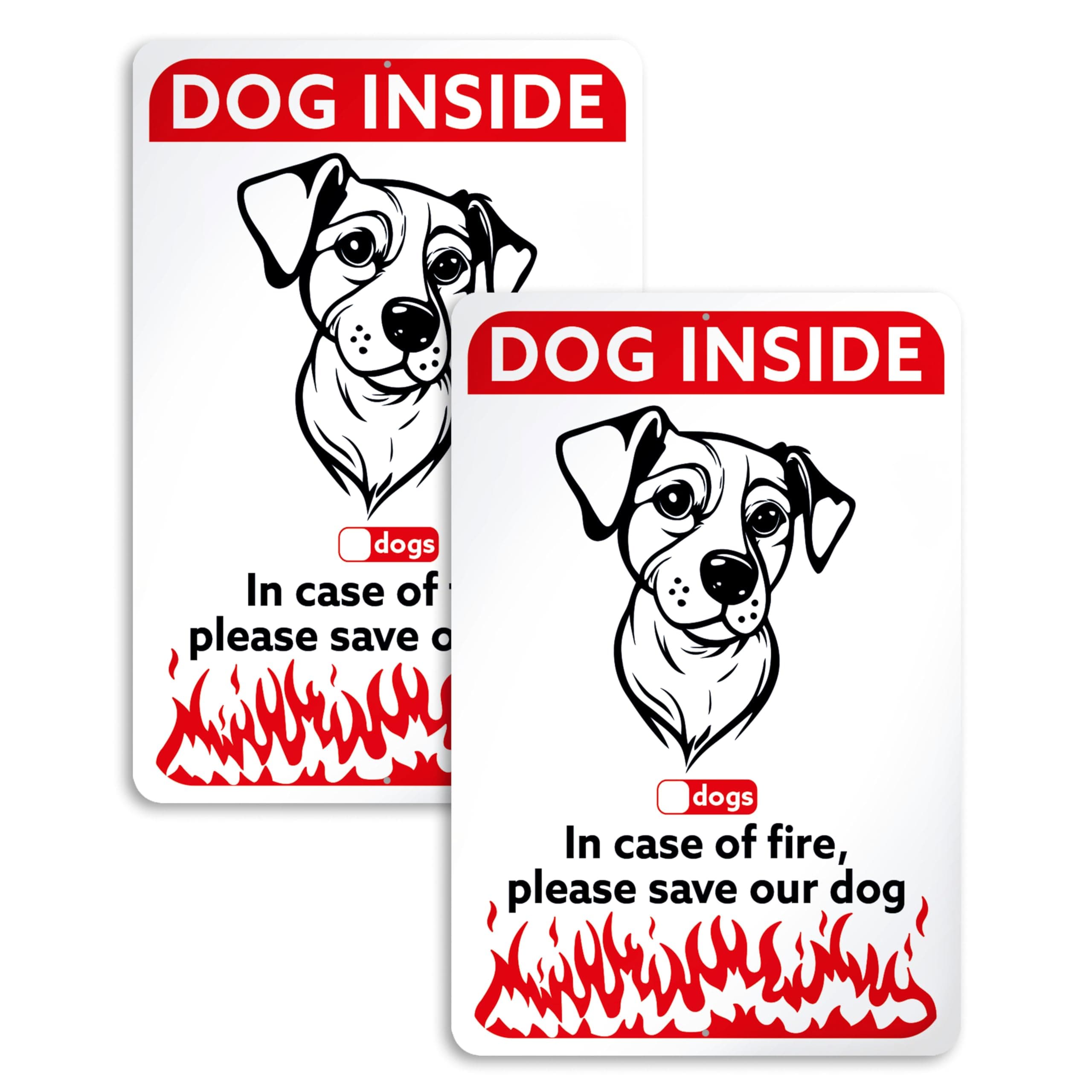 2PC Dog Inside - In Case of Fire Please Save Our Dog - 10x7 My Pet is Home Al...