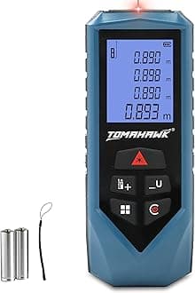 TOMAHAWK® TFR-0600 LT Laser Distance Measurer, 60m/194ft Range | Laser Class 2, Range up to 60 m, ±2 mm | Versatile Laser Measuring Device | IP54 Waterproof Level | Backlit LCD, Batteries Included