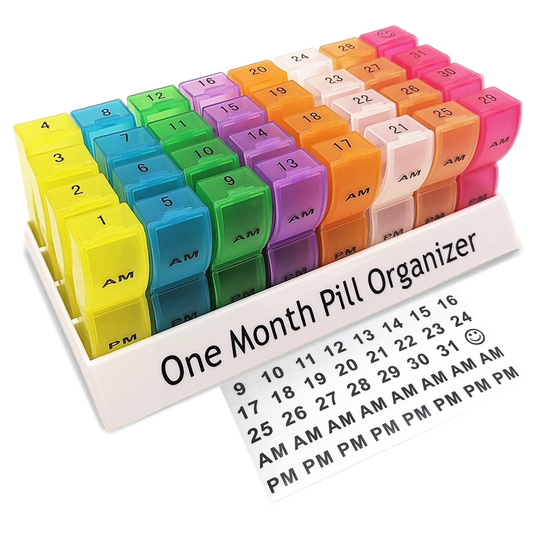 Monthly Pill Organizer 2 Times a Day, 30 Day One Month Pill Box AM/PM, Weekly Pill Holder Pill Case for Vitamins, Fish Oil, Supplements & Medication