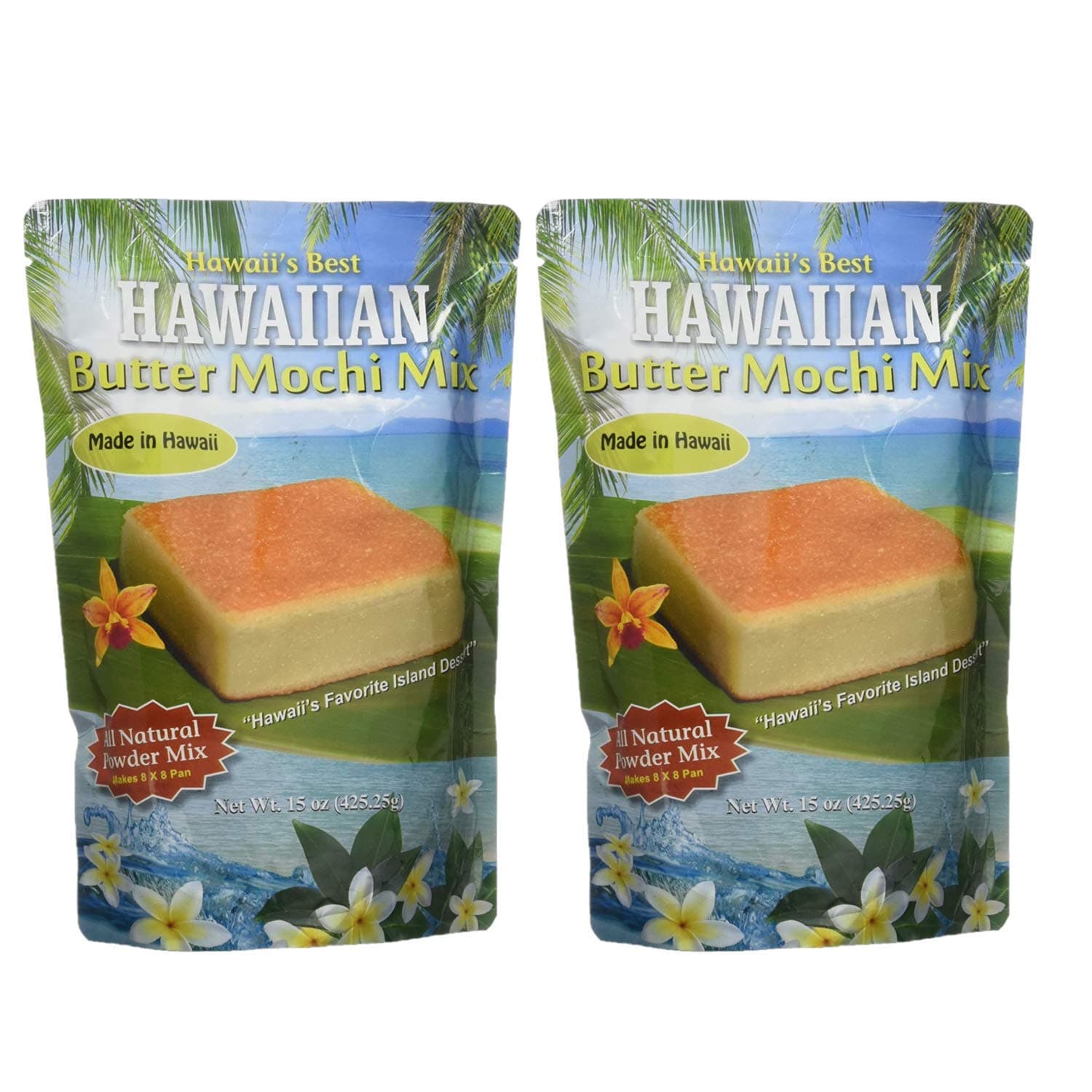 Butter Mochi Two Pack (15 oz Each) - Easy to Make Traditional Hawaiian Style Butter Mochi Cake Mix - Gluten Free Dessert Mix - Two Pack Mochi Mix