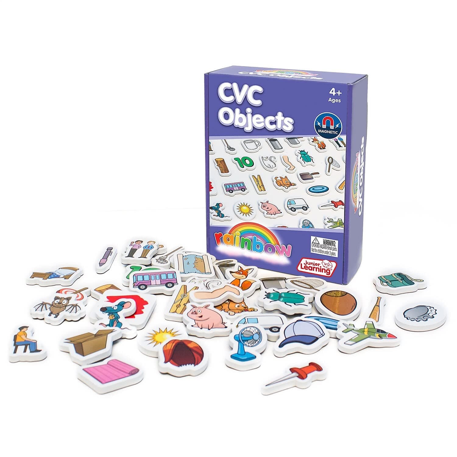Rainbow CVC Objects Magnetic Foam Set, 40 Pieces, Ages 4-5, Phonics, Pre K-K