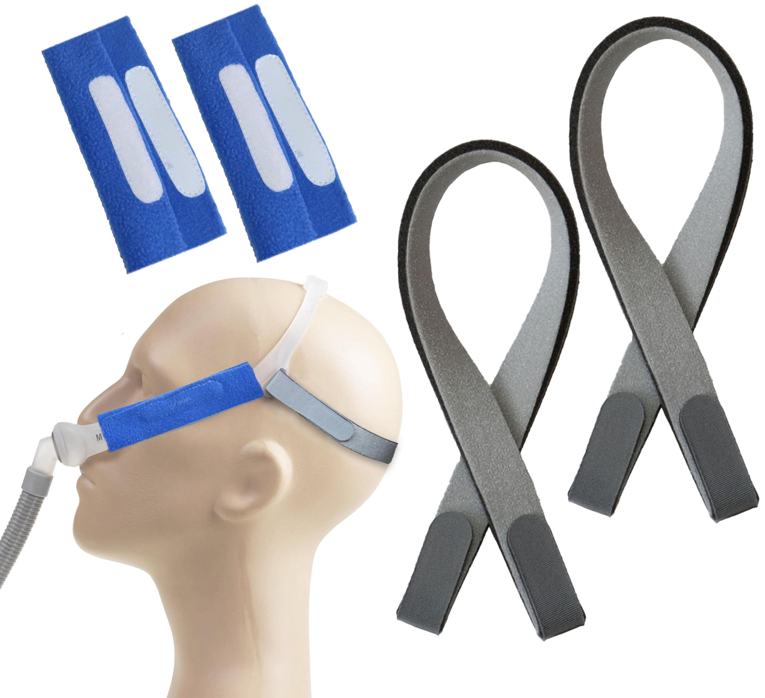 2-Pack CPAP Headgear Straps with 2 CPAP Covers, Compatible with ResMed Swift FX Nasal Pillow CPAP Mask
