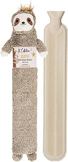 Extra Long Hot Water Bottle – Super Soft Novelty Plush Cover – Natural Rubber 2L Capacity – 72cm Long – Perfect for Pain Relief on Aches or Injuries (Sloth)