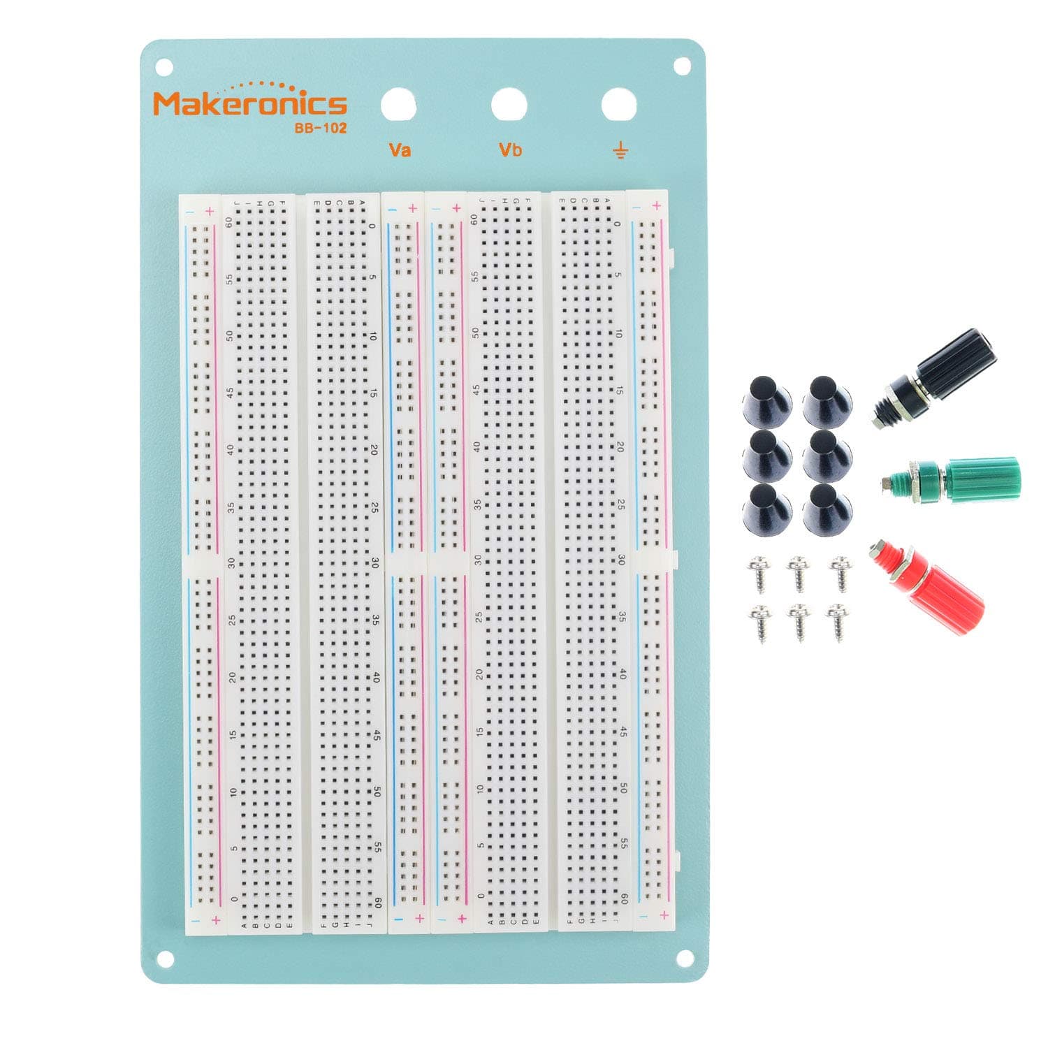 Makeronics 1660 Tie-Points Solderless Breadboard with Blue Aluminum Back Plate for Circuit/Arduino/Raspberry Pi Prototyping