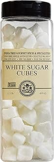 India Tree Non-GMO Fair Trade White Sugar Cubes - 1.1 lb Container - Pure Cane Sugar Rough-Cut Cubes for Coffee, Tea, Cocktails, Beverages, and Entertaining