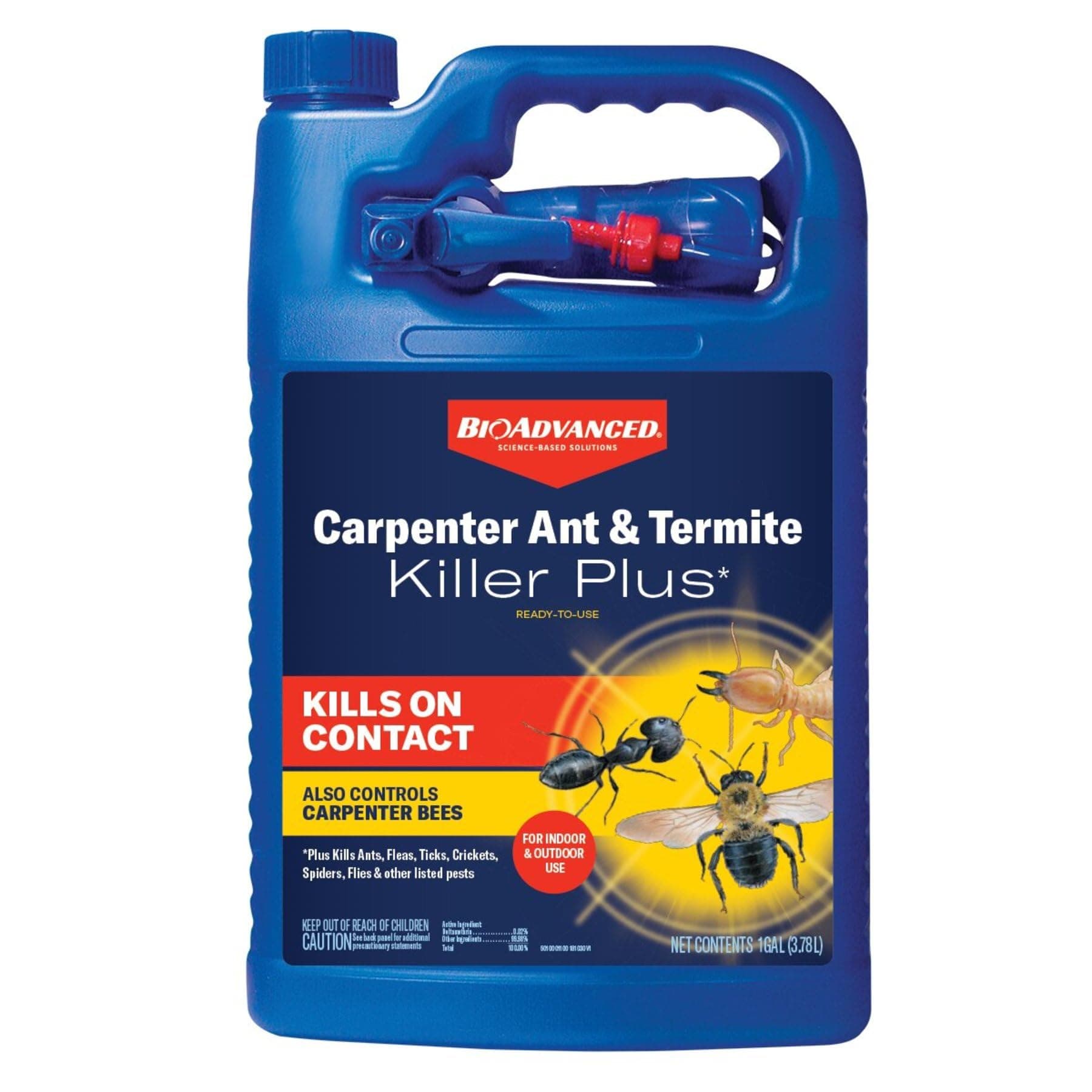 BioAdvanced Carpenter Ant & Termite Killer Plus, Ready-to-Use, 1 Gal, Listed Insect Killer, Bug Spray for Home
